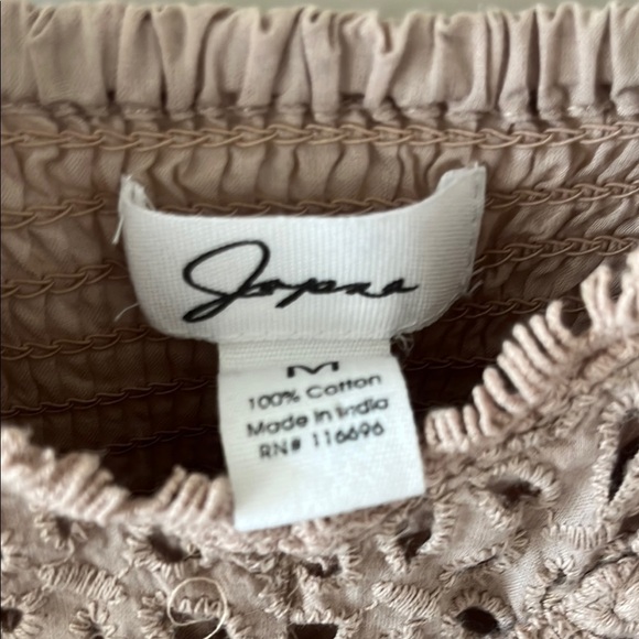 JAPNA tan cotton eyelet Elegant Sleeveless Top smocked back babydoll M coquette - Picture 4 of 6